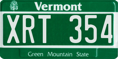 VT license plate XRT354