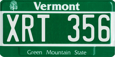 VT license plate XRT356