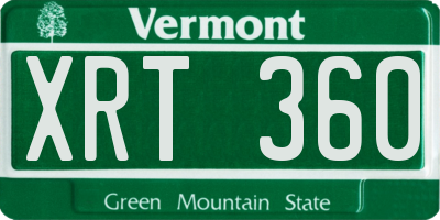 VT license plate XRT360
