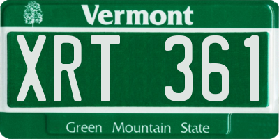 VT license plate XRT361