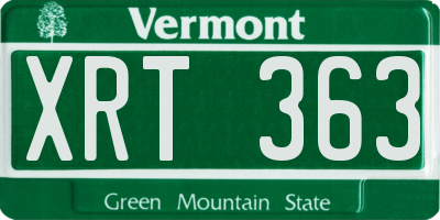 VT license plate XRT363