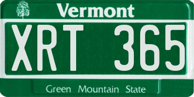 VT license plate XRT365