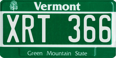 VT license plate XRT366