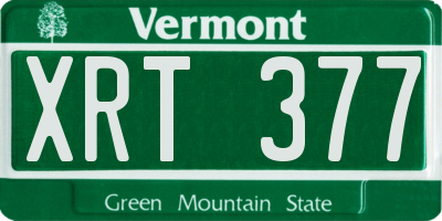 VT license plate XRT377