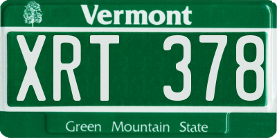 VT license plate XRT378