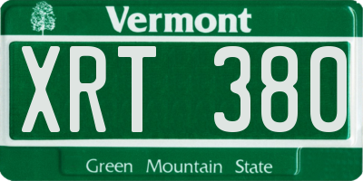 VT license plate XRT380