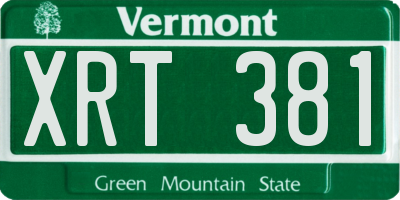 VT license plate XRT381