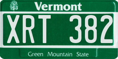 VT license plate XRT382