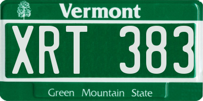VT license plate XRT383
