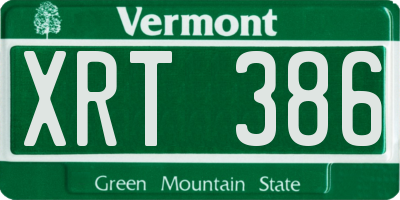 VT license plate XRT386