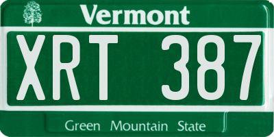 VT license plate XRT387