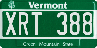 VT license plate XRT388