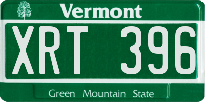 VT license plate XRT396