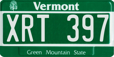 VT license plate XRT397