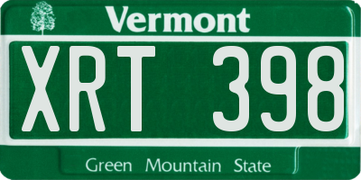 VT license plate XRT398