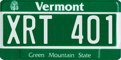 VT license plate XRT401