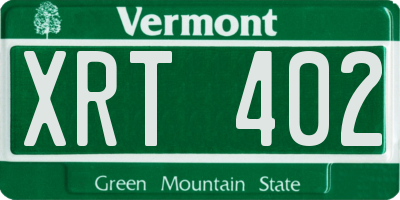VT license plate XRT402