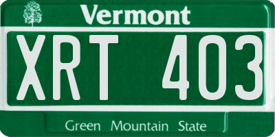 VT license plate XRT403