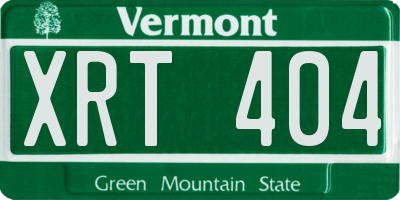 VT license plate XRT404