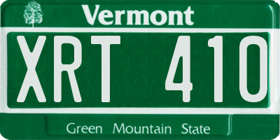 VT license plate XRT410