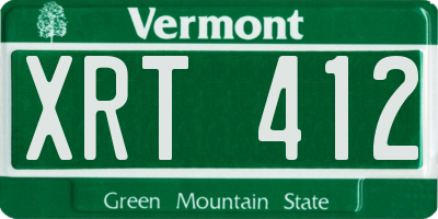 VT license plate XRT412