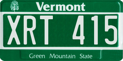VT license plate XRT415