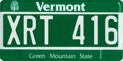 VT license plate XRT416