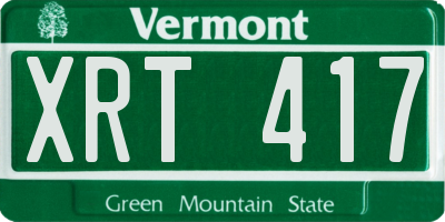 VT license plate XRT417
