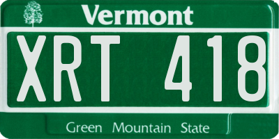 VT license plate XRT418