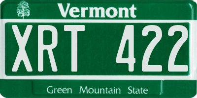 VT license plate XRT422