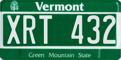 VT license plate XRT432