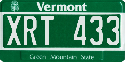 VT license plate XRT433