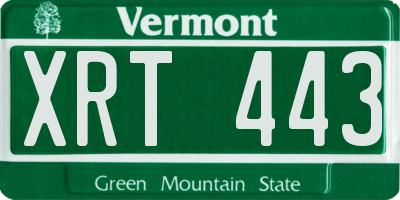 VT license plate XRT443