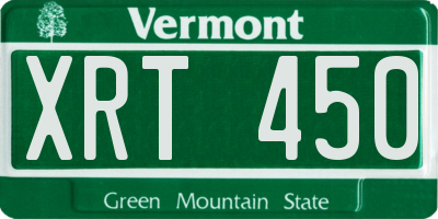 VT license plate XRT450