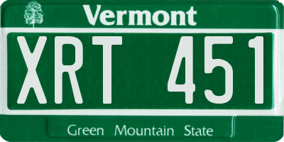 VT license plate XRT451
