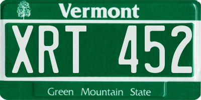 VT license plate XRT452