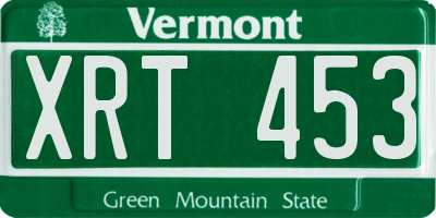 VT license plate XRT453