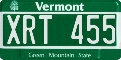 VT license plate XRT455