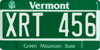 VT license plate XRT456