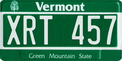VT license plate XRT457