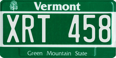 VT license plate XRT458