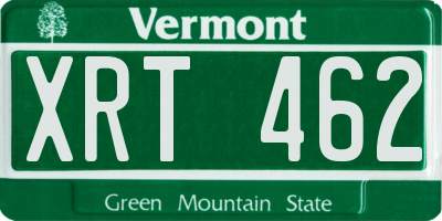 VT license plate XRT462