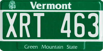 VT license plate XRT463