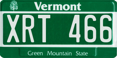 VT license plate XRT466