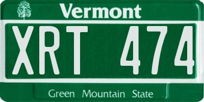 VT license plate XRT474