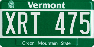 VT license plate XRT475