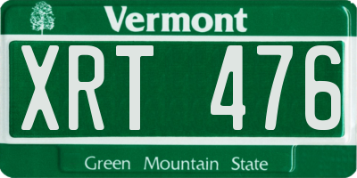 VT license plate XRT476