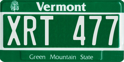 VT license plate XRT477