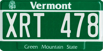VT license plate XRT478