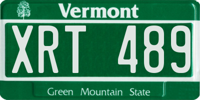 VT license plate XRT489